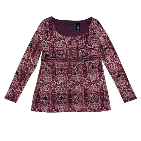 Vintage Tops - 90s Y2K Mesh Floral Paisley Print Baby Doll Top